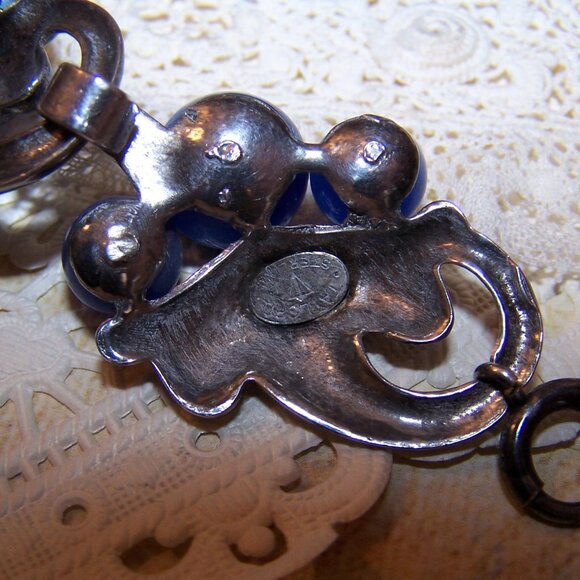 Taylord Sterling Silver Blue Moonglow Bead Link Bracelet - 7.25" Long - Picture 9 of 9